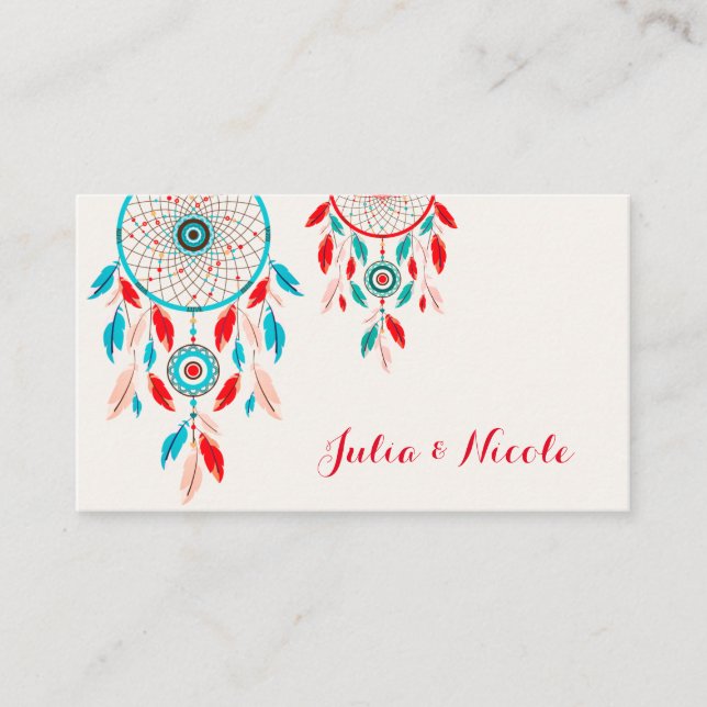 Carte De Placement Mariage de Dreamcatcher en plumes de la tribu Boho (Devant)