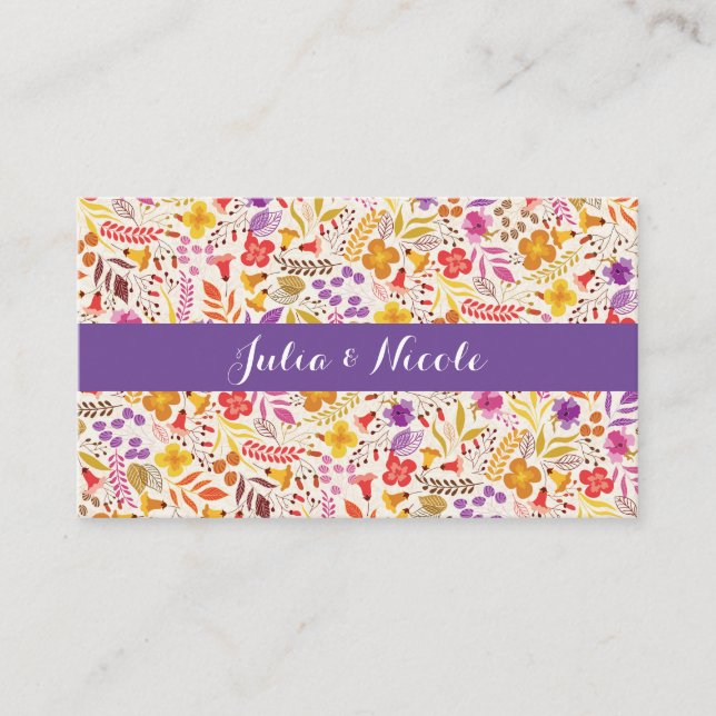 Carte De Placement Mariage de feuillage de Fleur sauvage Boho violet  (Devant)