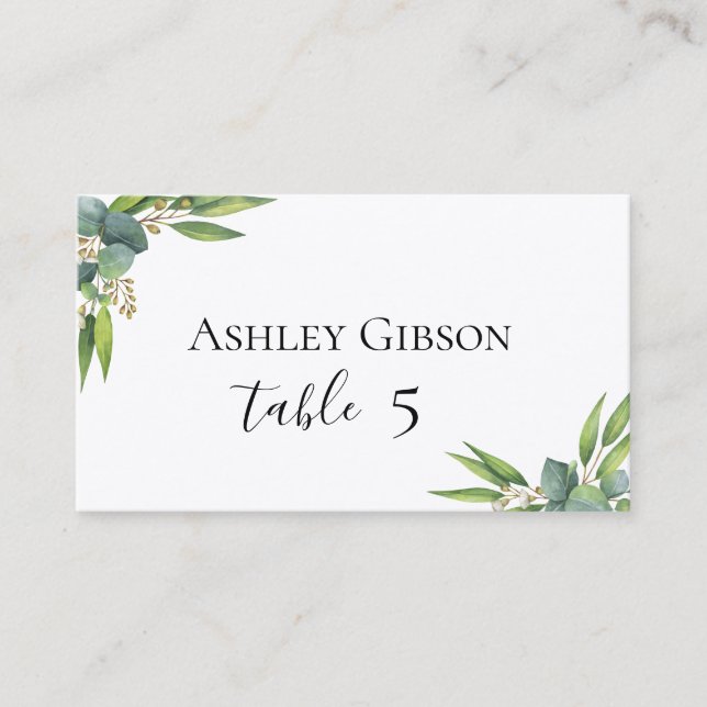 Carte De Placement Mariage de feuillage Eucalyptus (Devant)