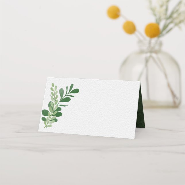 Carte De Placement Mariage de feuillage vert (Devant)