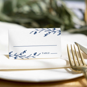 Carte De Placement Mariage de Fleur sauvage bleu de la marine russe