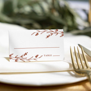 Carte De Placement Mariage de Fleur sauvage de terre cuite rustique