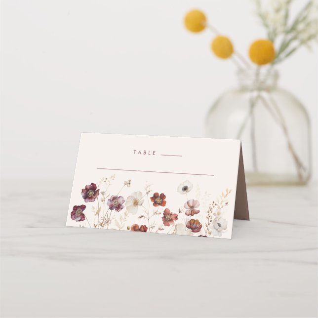 Carte De Placement Mariage de fleurs de automne beige (Devant)