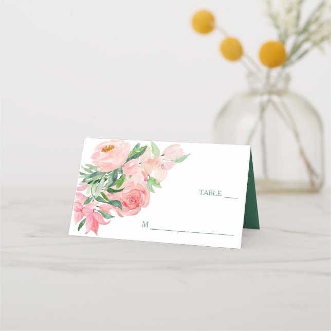Carte De Placement Mariage de fleurs rose corail (Devant)