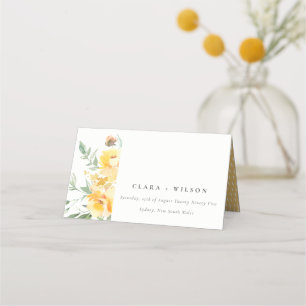 Carte De Placement Mariage de fleurs Rose vert jaune