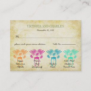 Carte De Placement Mariage de fleurs sauvages Zinnia Mason Jar coloré
