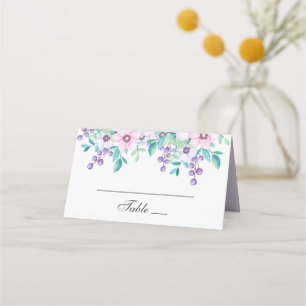 Carte De Placement Mariage de jardin floral rose et violet à l'aquare