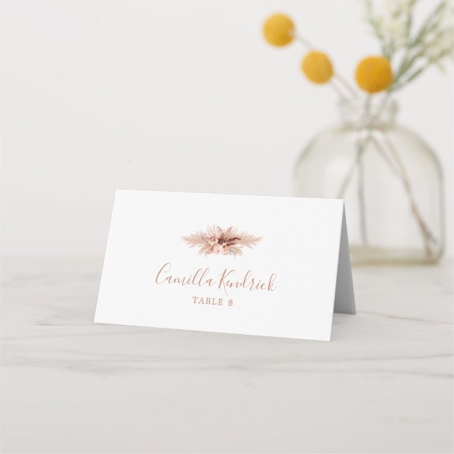 Carte De Placement Mariage de laiton Boho Pampas minimal (Devant)