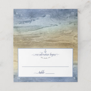 Carte De Placement mariage de l'événement #Nautical Navy Blue Gold Wa
