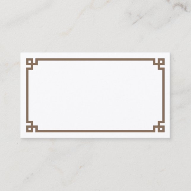Carte De Placement Mariage de luxe avec bordure grecque marron (Devant)