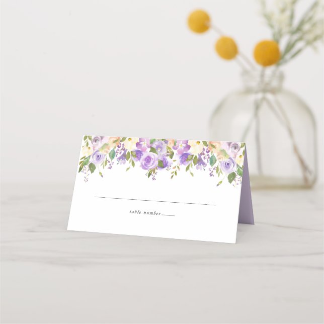 Carte De Placement Mariage de monogramme blanc violet (Devant)