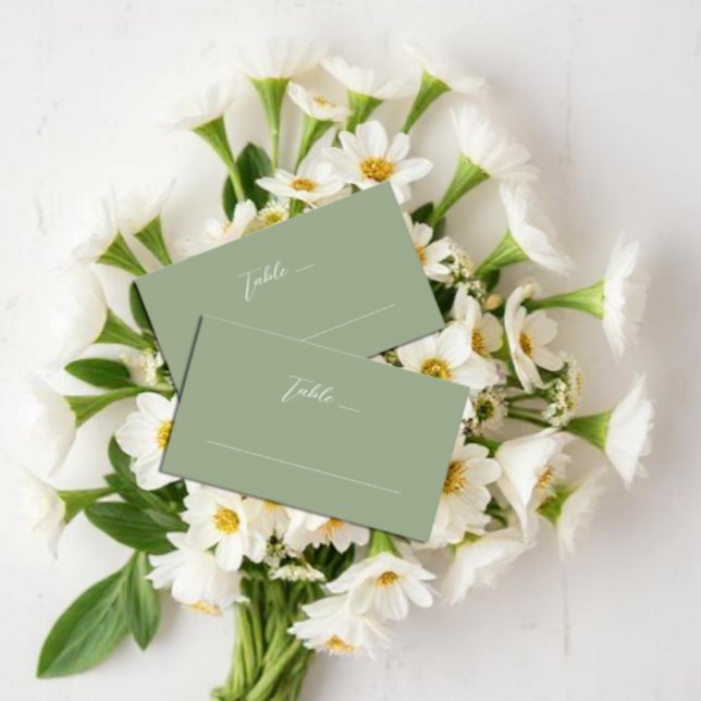 Carte De Placement Mariage de monogramme vert et blanc Sage (Créateur téléchargé)