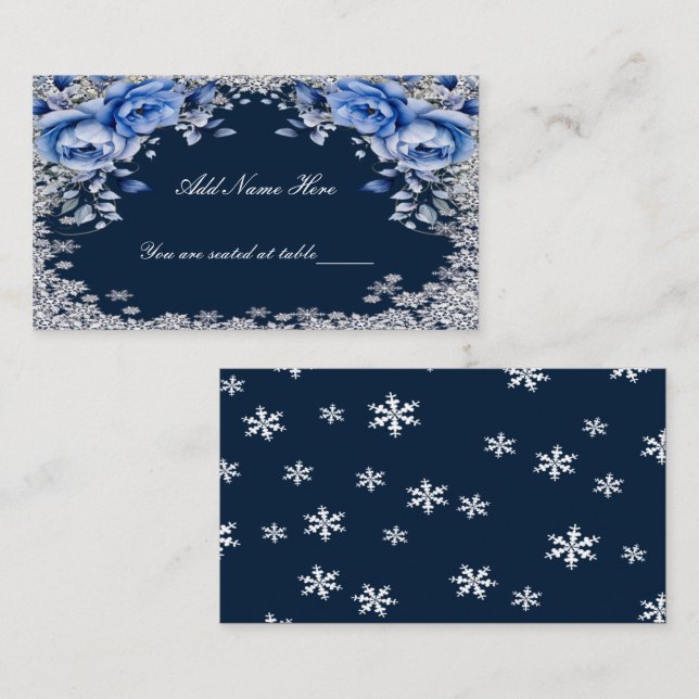 Carte De Placement Mariage de Noël des Roses bleus (Devant / Derrière)