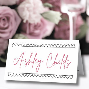 Carte De Placement Mariage de nom Whimsical français tiré à la main