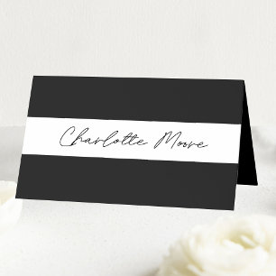 Carte De Placement Mariage de noms d'invités en bloc noir