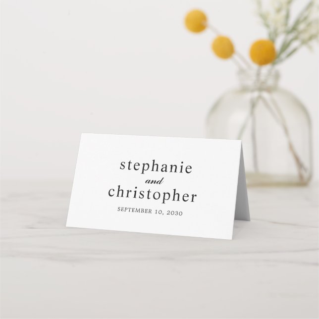 Carte De Placement Mariage de noms noirs de script minimaux simple et (Devant)