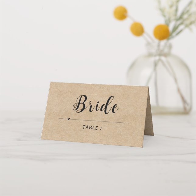 Carte De Placement Mariage de papier rustique (Devant)