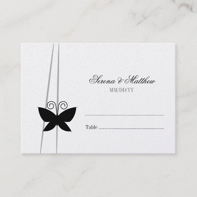 Carte De Placement Mariage de papillon noir Escort (Devant)
