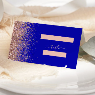 Carte De Placement Mariage de Parties scintillant d'or Royal Blue Ros
