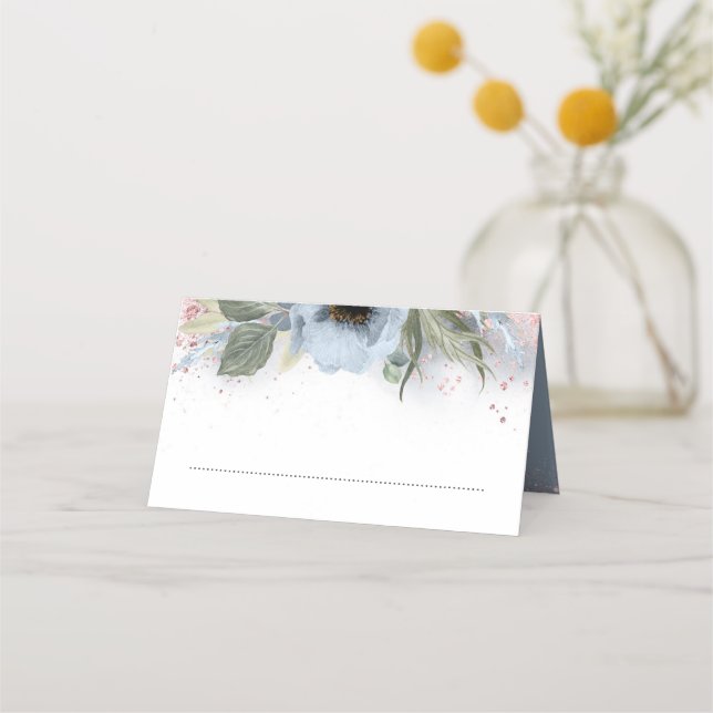 Carte De Placement Mariage de Parties scintillant en or bleu et Rose  (Devant)