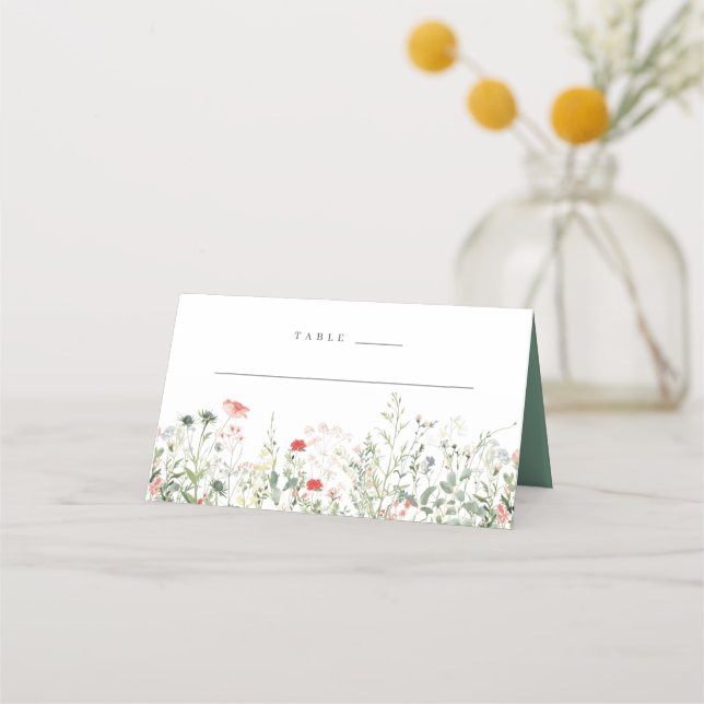 Carte De Placement Mariage de prairie fleur sauvage (Devant)