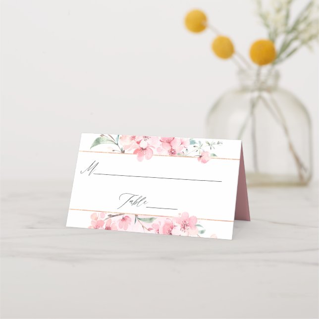 Carte De Placement Mariage de printemps géométrique en fleurs de ceri (Devant)