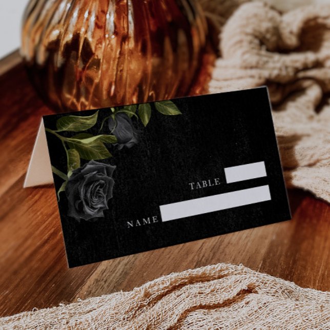 Carte De Placement Mariage de Rose noir gothique Numéro de table (Créateur téléchargé)