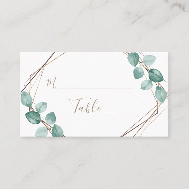 Carte De Placement Mariage de script de café Eucalyptus moderne (Devant)