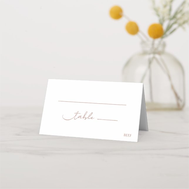 Carte De Placement Mariage de script moderne en terre cuite simple et (Devant)