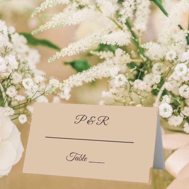 Carte De Placement Mariage de script simple Beige (In Situ Wedding)