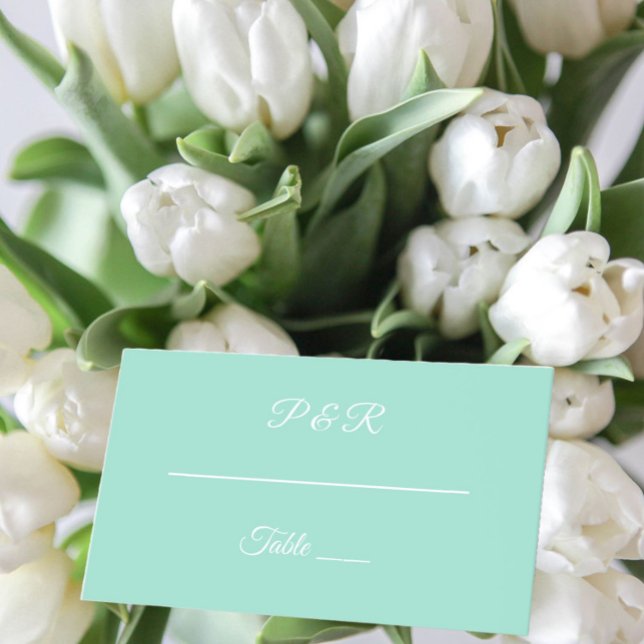 Carte De Placement Mariage de script simple et stylisé Seafoam (In Situ Wedding)