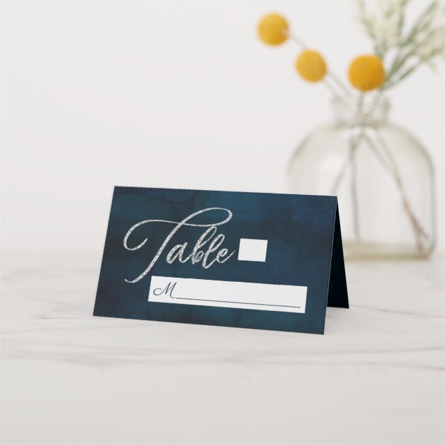 Carte De Placement Mariage de siège bleu foncé de la marine Luster (Devant)