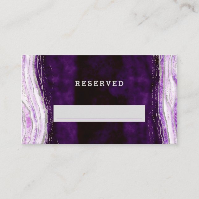 Carte De Placement Mariage de siège réservé Amethyst Purple & Silver (Devant)