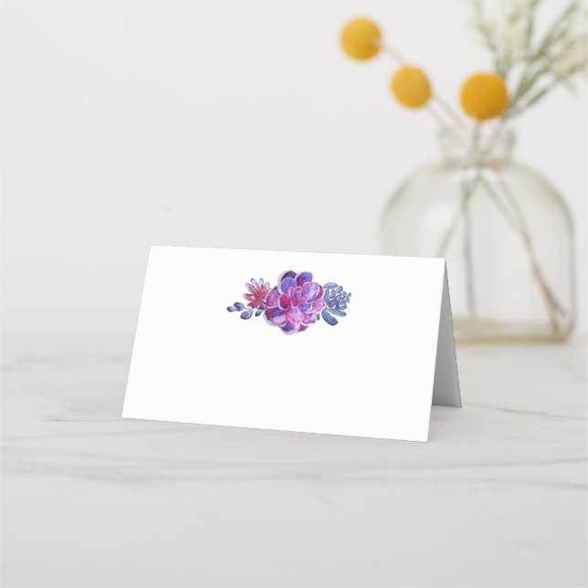 Carte De Placement Mariage de succulents d'aquarelle violet (Devant)