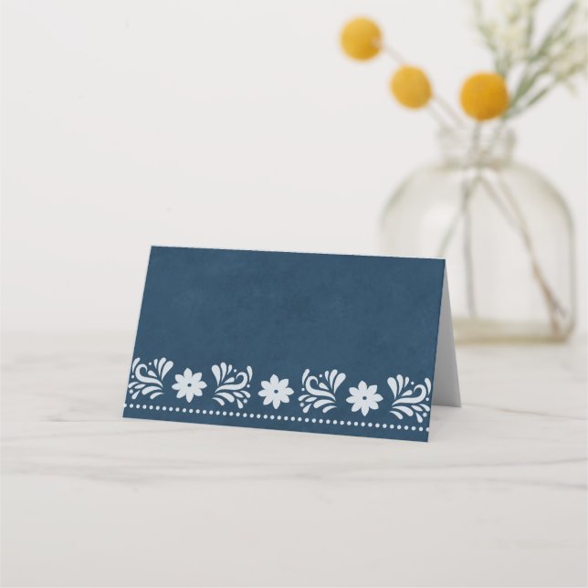 Carte De Placement Mariage de thème mexicain Papier Bleu Picado (Devant)