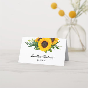 Carte De Placement Mariage de tournesol jaune rustique