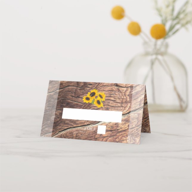 Carte De Placement Mariage de tournesol rustique (Devant)