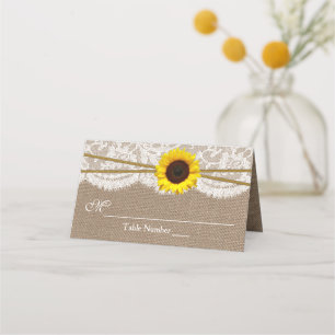Carte De Placement Mariage de tournesol rustique