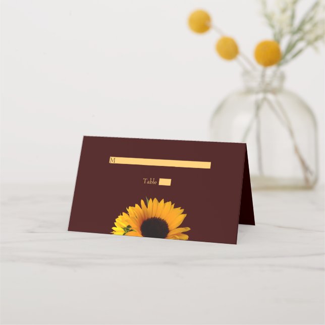 Carte De Placement Mariage de tournesol rustique d'automne (Devant)