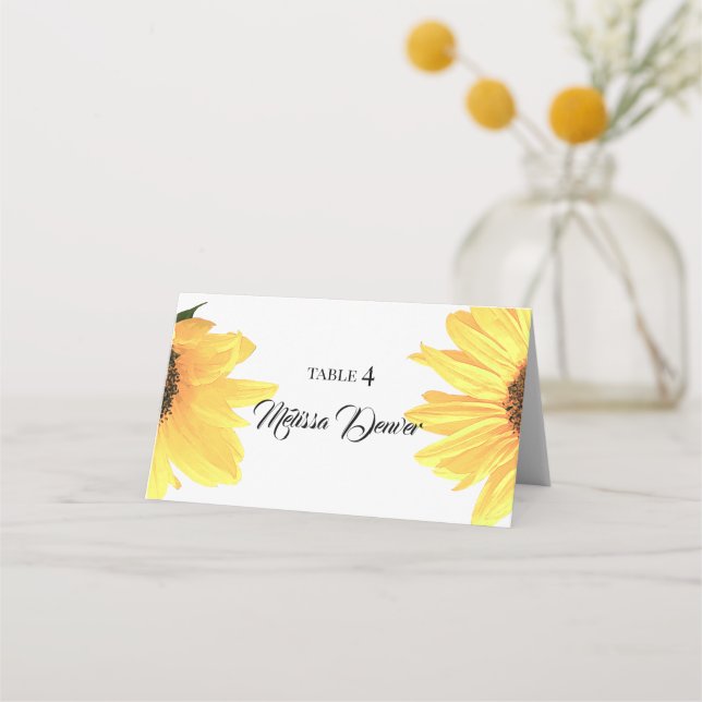Carte De Placement Mariage de tournesols aquarelle (Devant)