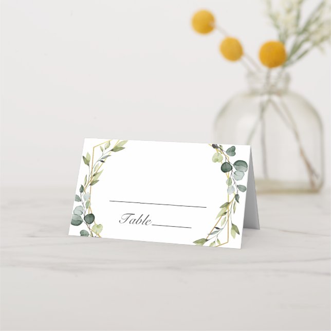 Carte De Placement Mariage de trame de courroie Eucalyptus moderne (Devant)