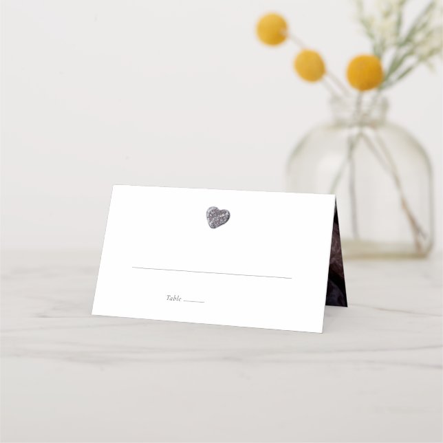 Carte De Placement Mariage Découverte de Cœur de Galet (Devant)