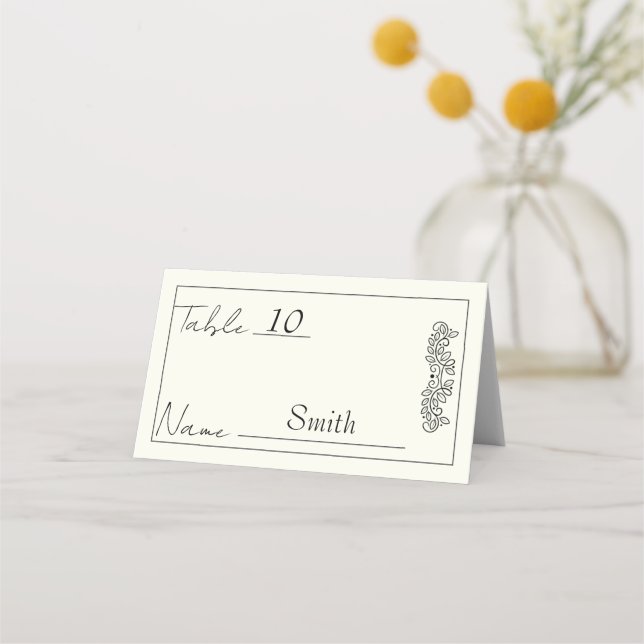 Carte De Placement "Mariage d'élégance florale personnalisable" (Devant)
