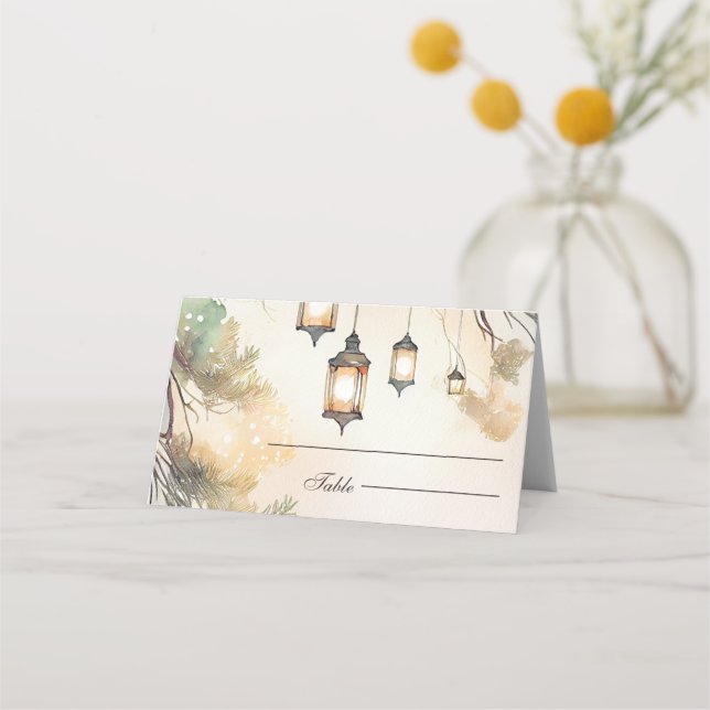 Carte De Placement Mariage des feux de lanterne botanique de l'arbre  (Devant)