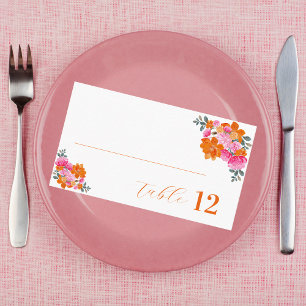Carte De Placement Mariage d'été floral rose et orange