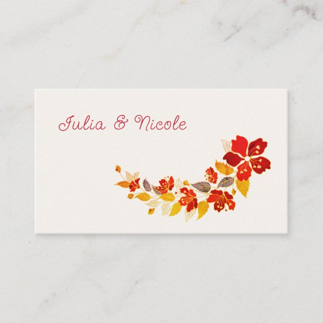 Carte De Placement Mariage d'hibiscus tropicaux d'Orange brulé (Devant)