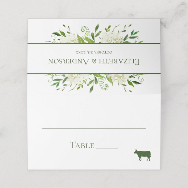 Carte De Placement Mariage d'hydrangées blanches (Extérieur déplié)