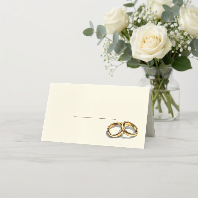 Carte De Placement Mariage d'or porte nom carte place (Gold wedding rings name place card.)