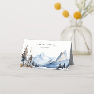 Carte De Placement Mariage du paysage de neige hivernale du lac Mount