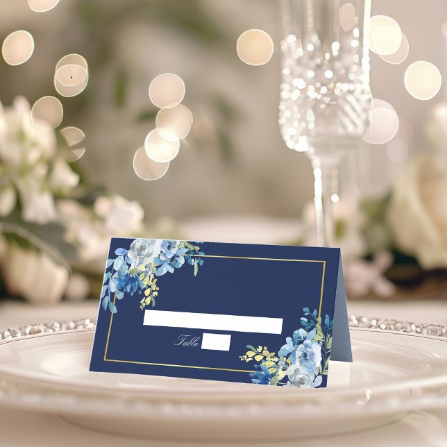 Carte De Placement Mariage du soir élégant en or bleu marine (Créateur téléchargé)